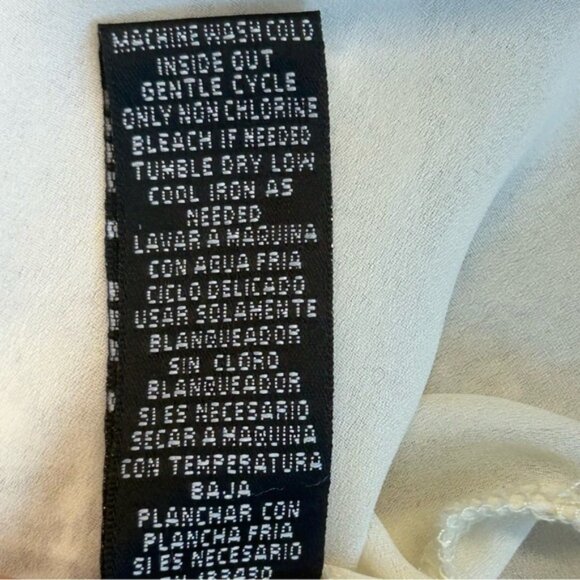 Madison Paige cream web sleeve bat wing front tie blouse semi sheer Sz L - Picture 14 of 15